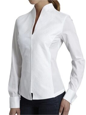 The Shirt Company Penelope Tailored Fit Tulip Collar Tuxedo Pleat Shirt NWT
